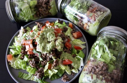 Writing - Whole30 Taco Mason Jar Salad with Green Goddess Dressing