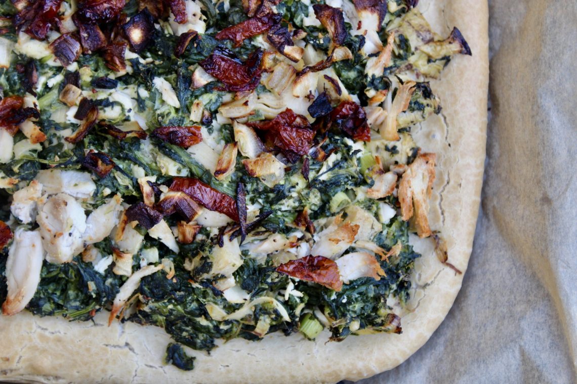 Celebrating Milestones - Paleo Spinach and Artichoke Pizza